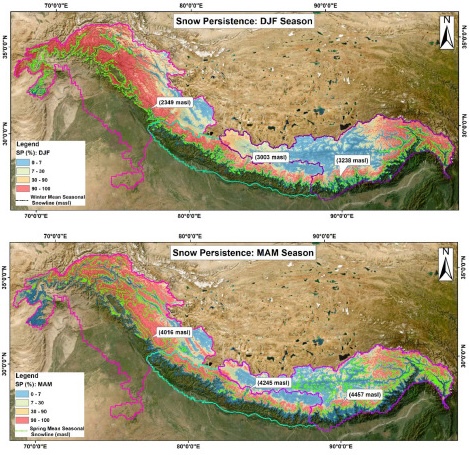 Assessing snow cover patterns in the Indus-Ganga-Brahmaputra River Basins of the Hindu Kush Himalayas using snow persistence and snow line as metrics